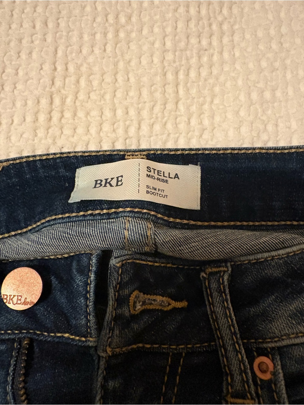 BKE Stella Mid-Rise Bootcut Jeans - Dark Blue Denim